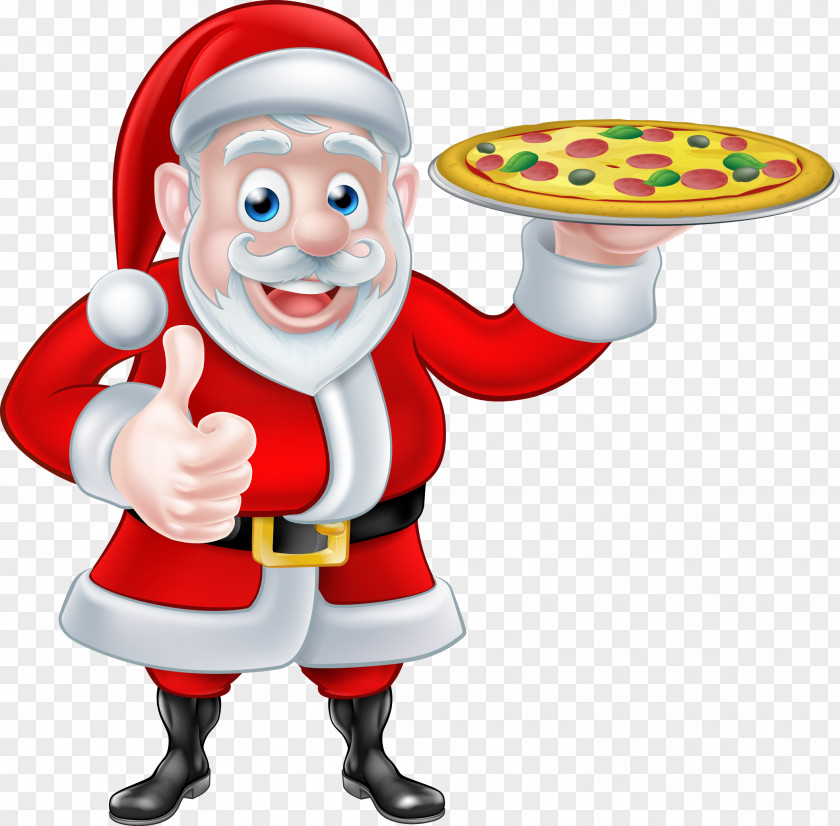 Vector Pizza Santa Claus Take-out Italian Cuisine Christmas PNG