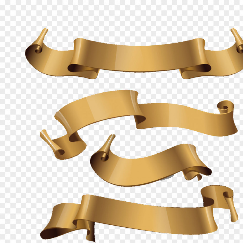 Golden Ribbon Drawing Parchment PNG