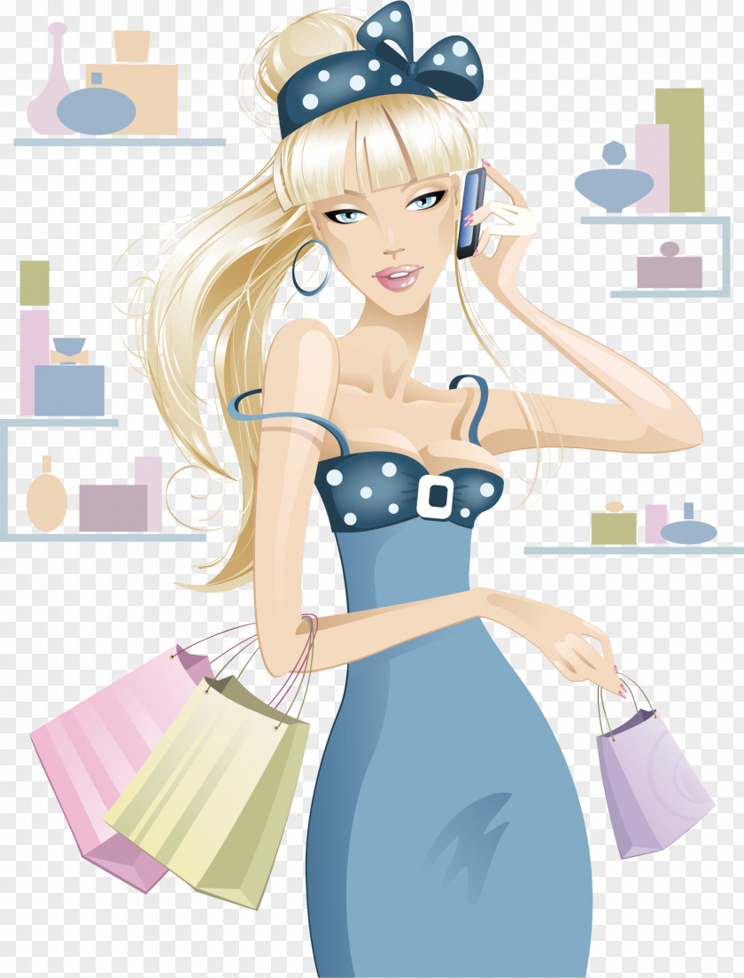 Shopping Woman Illustrator Drawing Illustration PNG