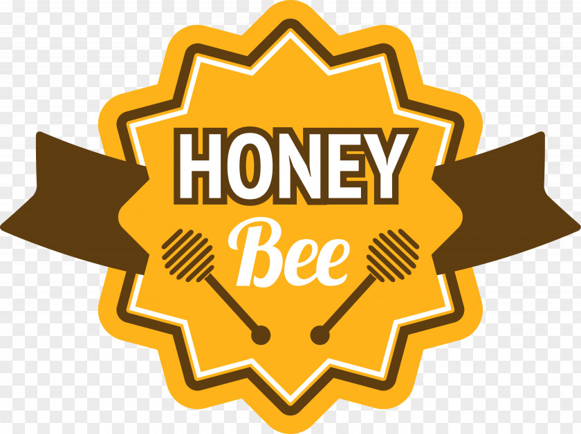 Golden Honey Serrated Label Bee Logo PNG