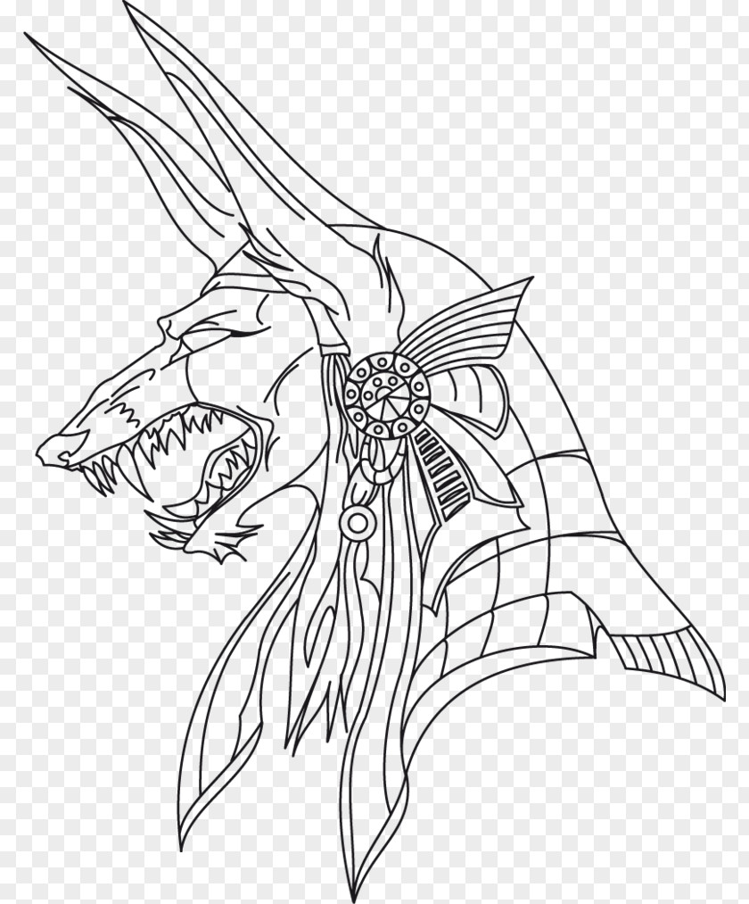 Anubis Line Art Drawing Image Coloring Book PNG