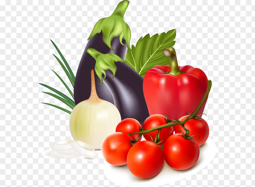 Realistic Vegetables Pattern Tomato Eggplant Illustration PNG