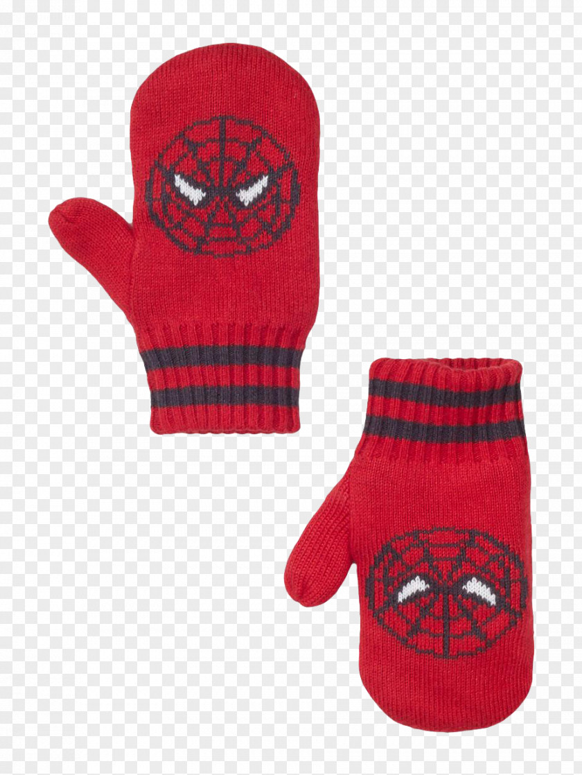 Red Spider-Man Two Fingers Warm Gloves Knitting Glove Cartoon PNG