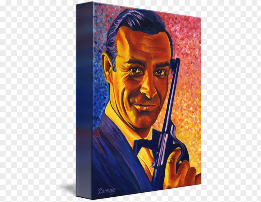 Sean Connery Acrylic Paint Gallery Wrap Canvas Illustration PNG