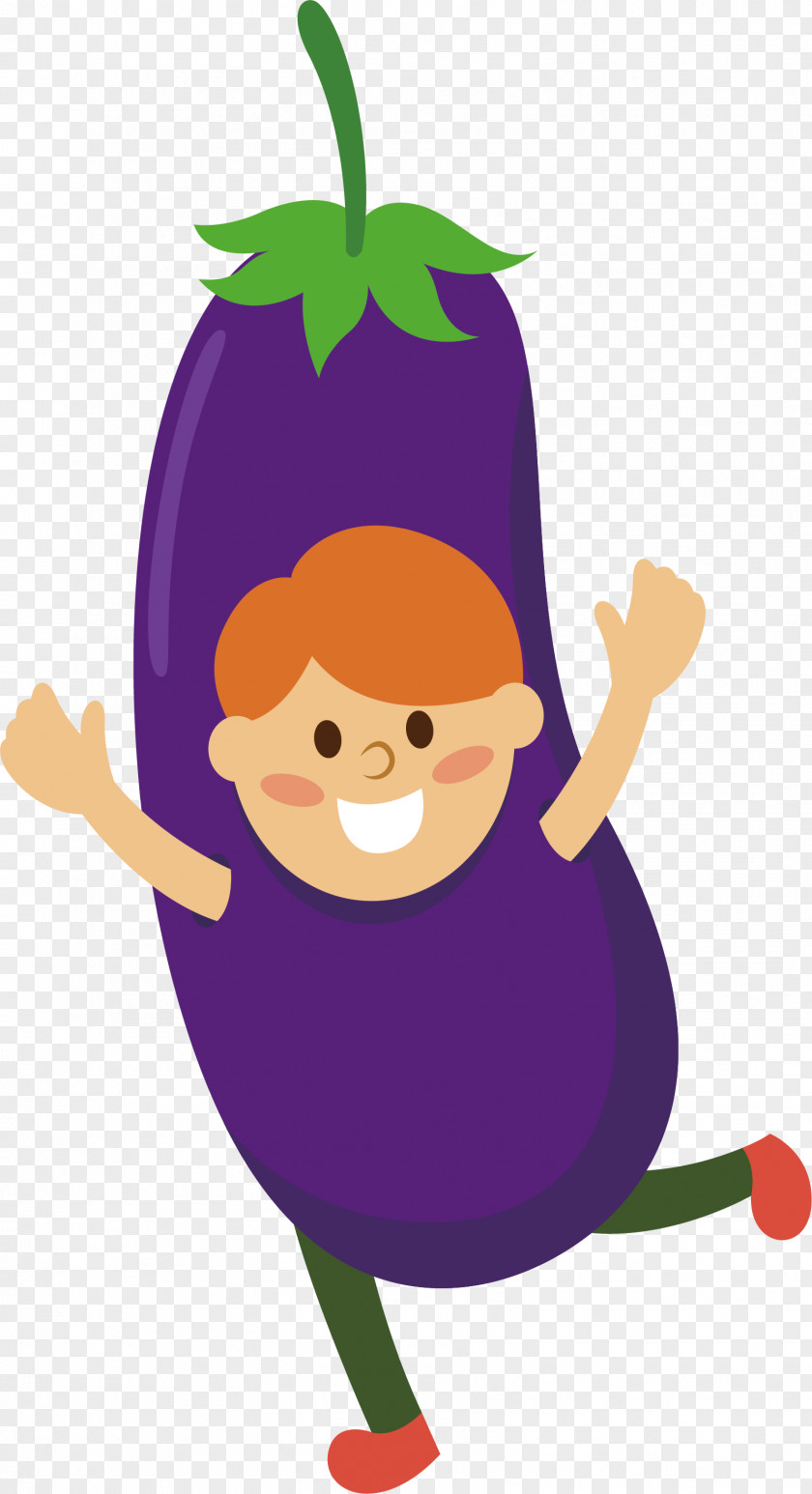 Cheered Eggplant Villain Fruit Vegetable Pivijay Illustration PNG