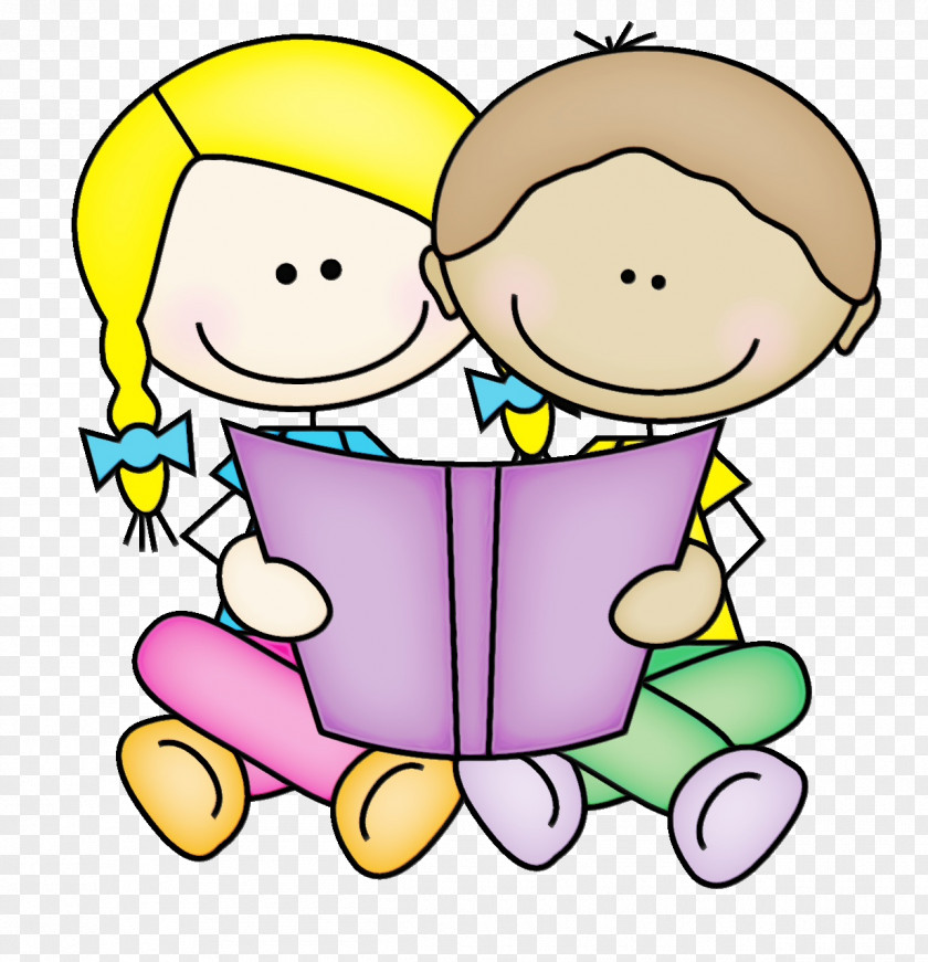 Pleased Happy Child Reading Book PNG