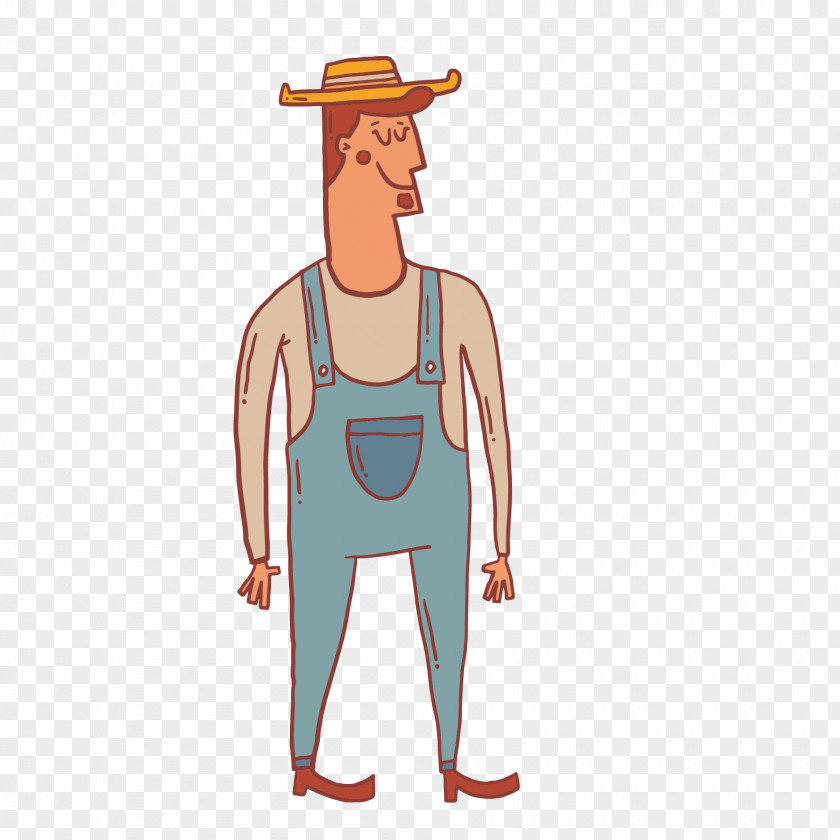 Retro Cartoon Hat Man Farmer Drawing Agriculture PNG