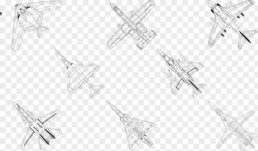 Hand-painted Background Of Military Aircraft White Structure Black Pattern PNG