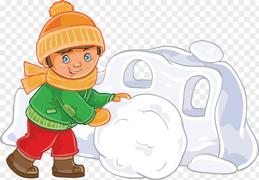 Snowman In Winter Snow Fort Clip Art PNG