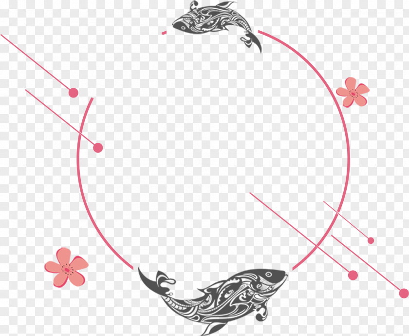 Carp And Circle Background Decoration Poster PNG