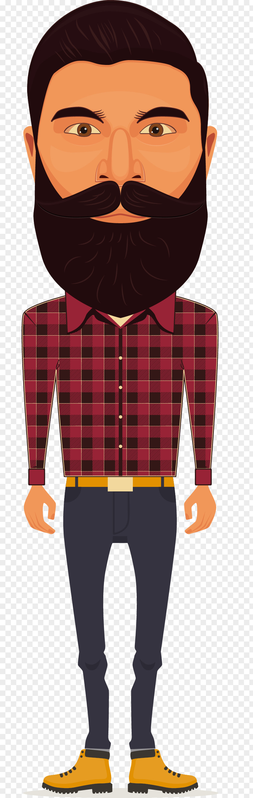 Vector Hand Painted Bearded Man Hipster Yuccie Lumberjack PNG