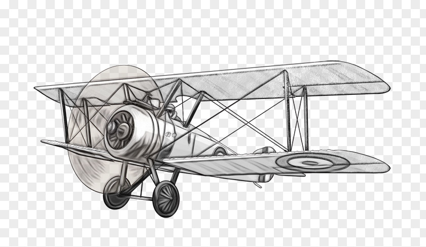 Airplane Aircraft Biplane Propeller Black And White PNG