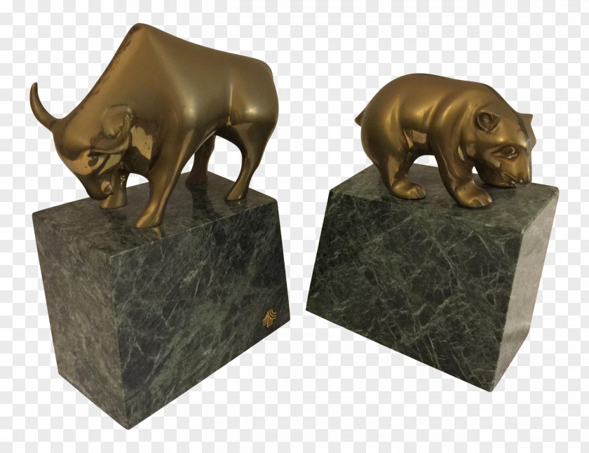 Bull Wall Street Bronze Sculpture PNG