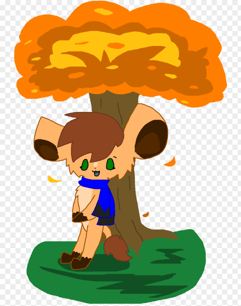 Autumn Watercolor Cartoon Tree Boy Clip Art PNG