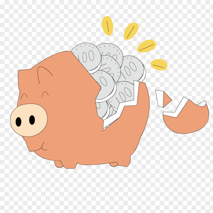 Hand-painted Piggy Bank Money PNG