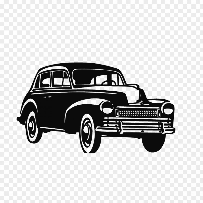 Vector Drawing Retro Ford Classic Cars Vintage Car Silhouette PNG