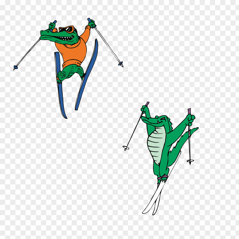 Crocodile Ski Vector Material Skiing Illustration PNG