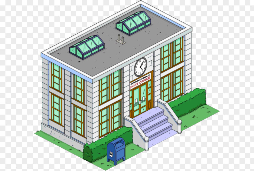 Postcard The Simpsons: Tapped Out Waylon Smithers Mayor Quimby Post Office Building PNG