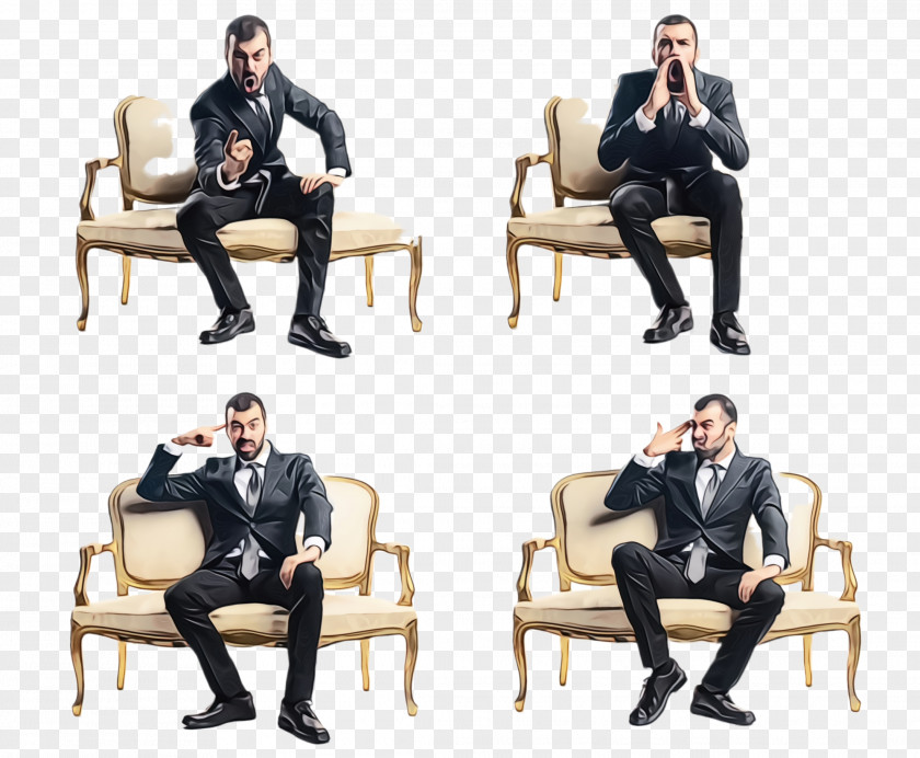 Businessperson Whitecollar Worker Sitting Chair Furniture Gentleman Conversation PNG