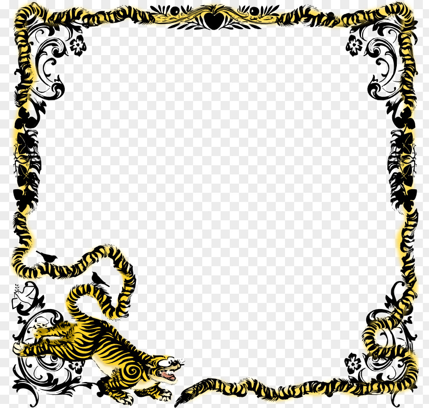 Letterhead Borders Tiger Puppy Picture Frame Ornament Clip Art PNG