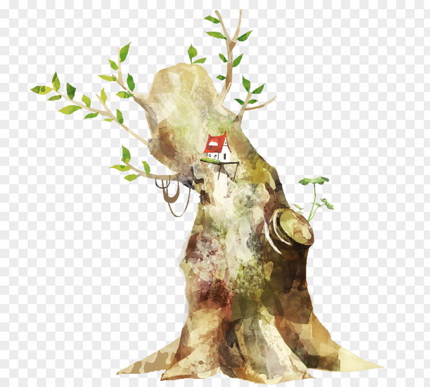Medieval Fantasy Cartoon Hand-painted Trees Withered Middle Ages Branch Tree PNG