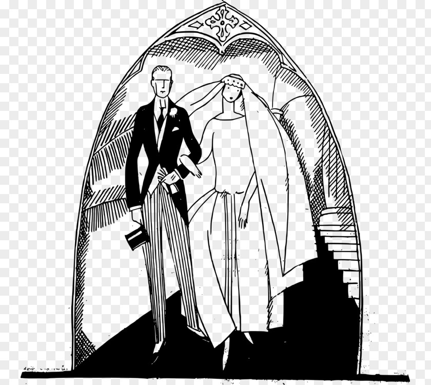 Outerwear Blackandwhite Wedding Drawing PNG