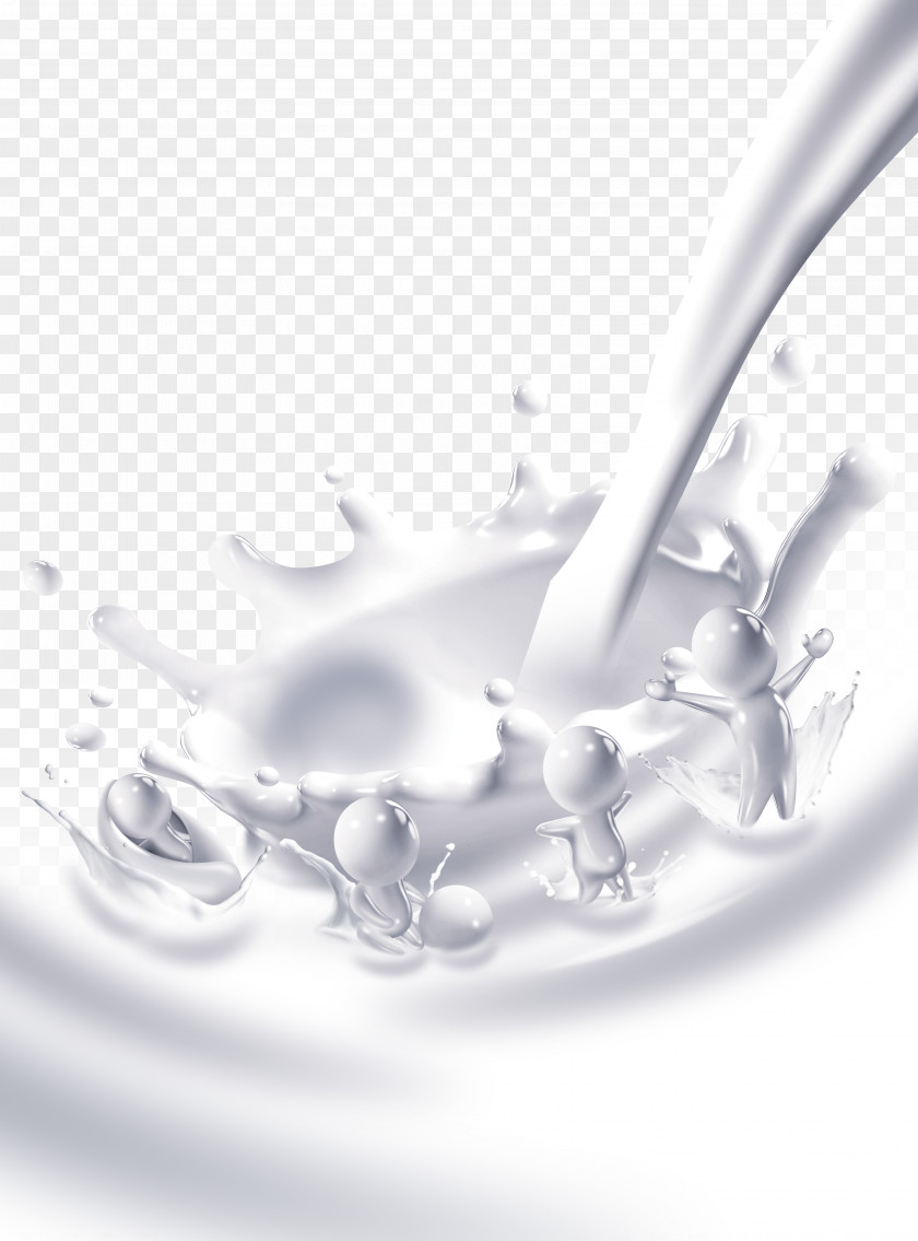 White Milk Splash Effect Element Powdered Cow's Advertising Poster PNG