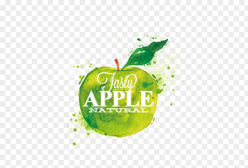 Green Apple Poster Watercolor Painting Fruit PNG
