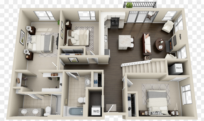 Apartment House Plan Loft Floor PNG
