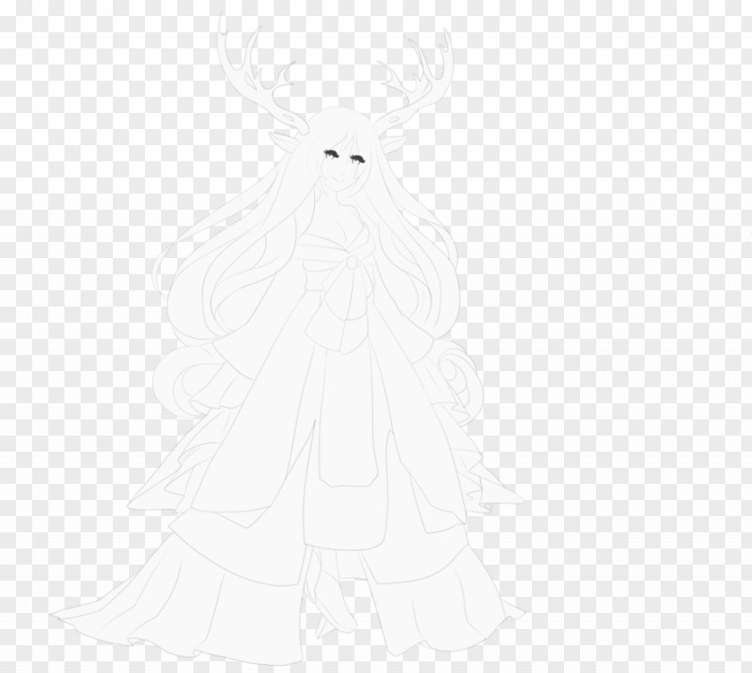 Dress Sketch Carnivores Character Line Art PNG