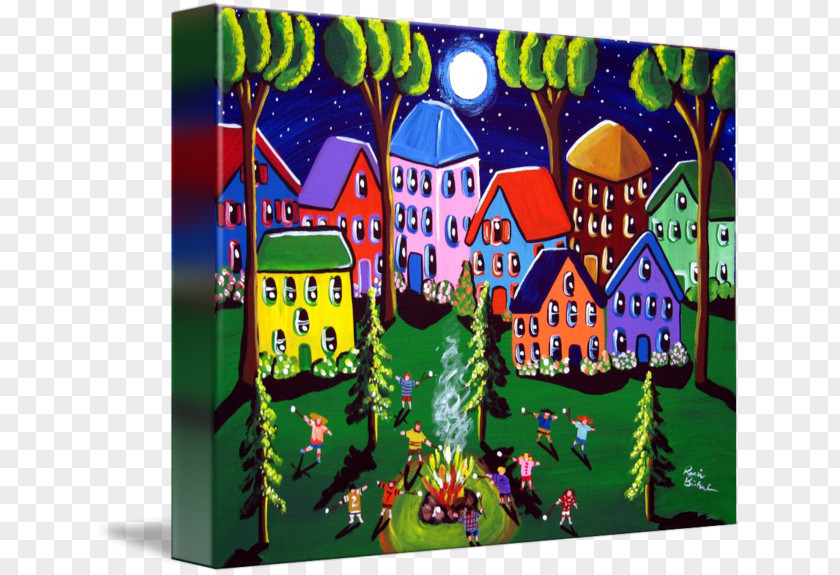 Roasting Marshmallow Modern Art Painting Gallery Wrap Canvas PNG