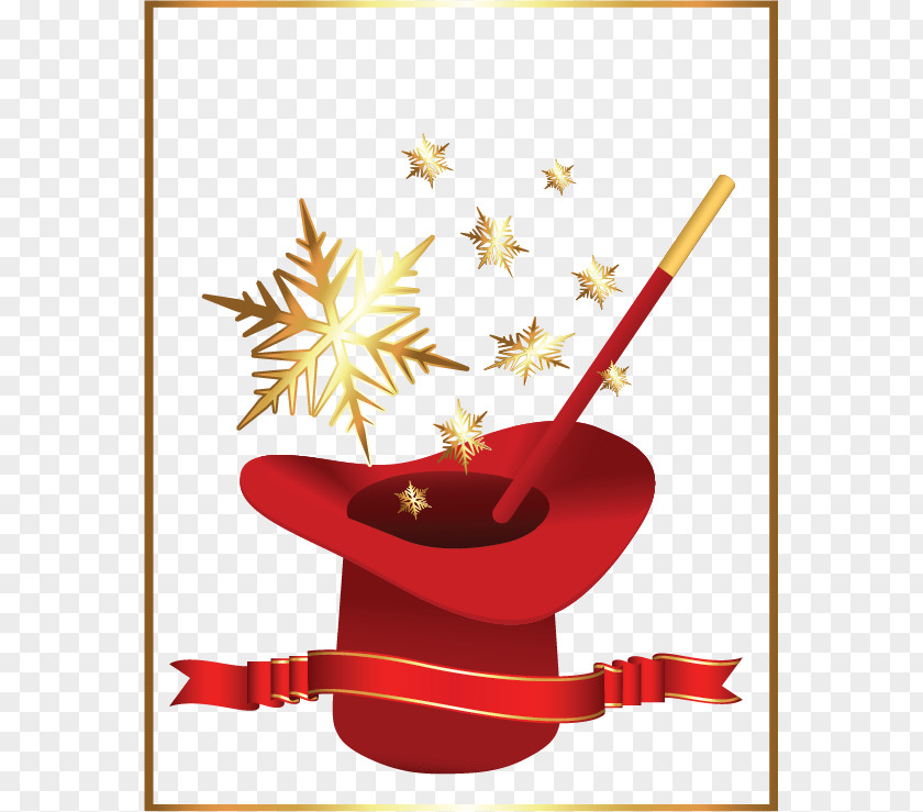 Vector Christmas Magic Red Hat Clip Art PNG