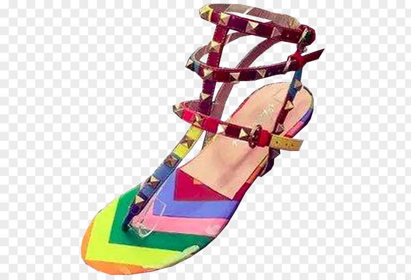 Rainbow Flip Flop Sandal Shoe Magenta PNG