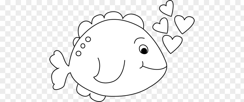 Black Outline Of A Fish And White Cuteness Clip Art PNG