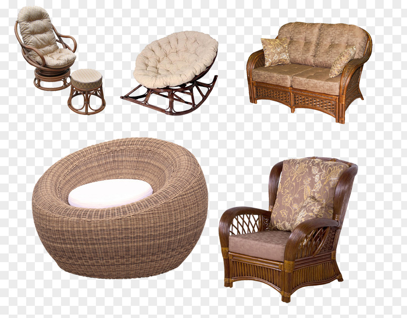 Chair Wing Furniture Couch Wicker PNG