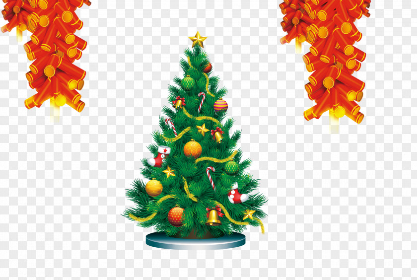 Christmas Tree Firecrackers Santa Claus Ornament Clip Art PNG