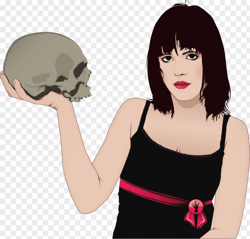 Holding A Skull Cool Girls Illustration PNG