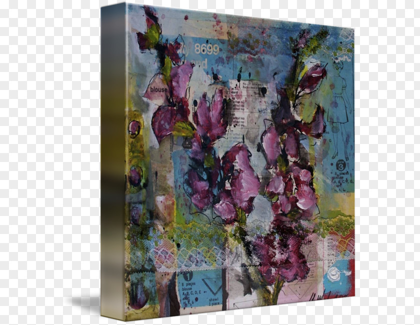 Collage Floral Design Gallery Wrap Art Canvas PNG