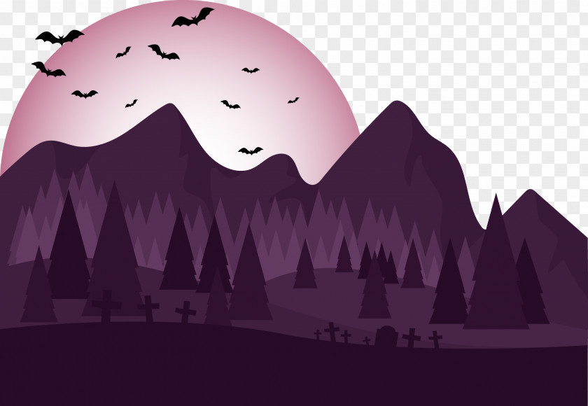 Vector Night Mountain Euclidean Illustration PNG