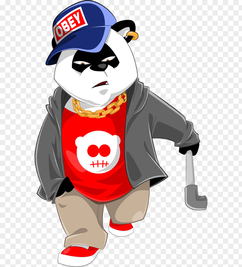 Vector Of Small Bad Toothache Giant Panda Red T-shirt Clip Art PNG