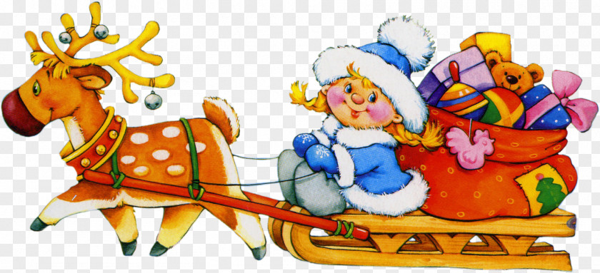 Santa Sleigh Ded Moroz Reindeer Christmas Clip Art PNG
