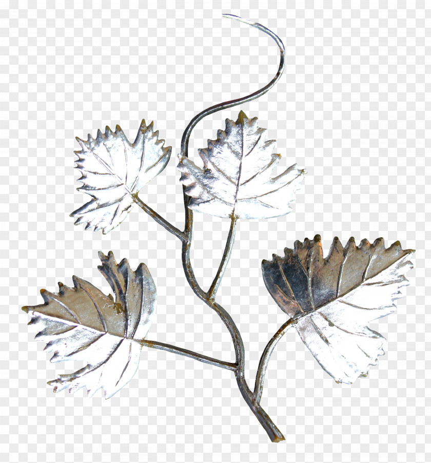 Silver Leaf Decoration Twig PNG