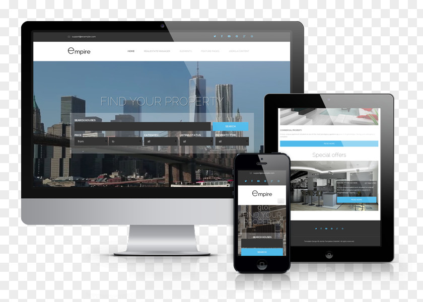 Responsive Web Design Real Estate Agent Template PNG