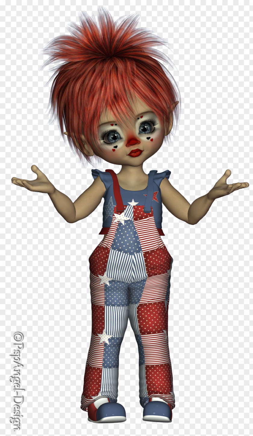 Tube Troll Doll Clown Bisque Porcelain PNG