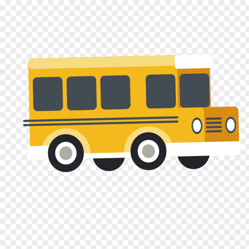 Vector Simple Hand-painted School Bus Yellow Cartoon PNG