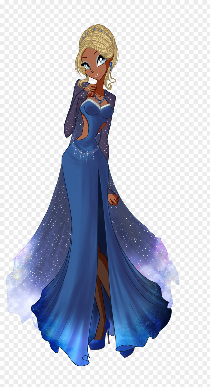 Blue Evening Gown Ball Dress Bloom Costume PNG