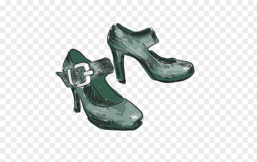 Hand-painted Heels Woman Shoe Stock Illustration PNG