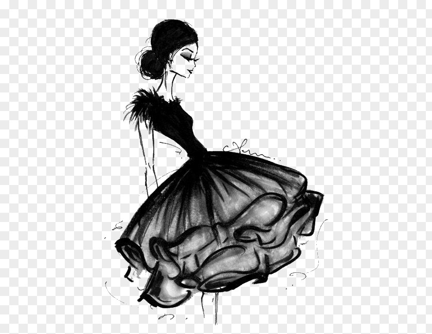 T-shirt Fashion Illustration Drawing Little Black Dress PNG