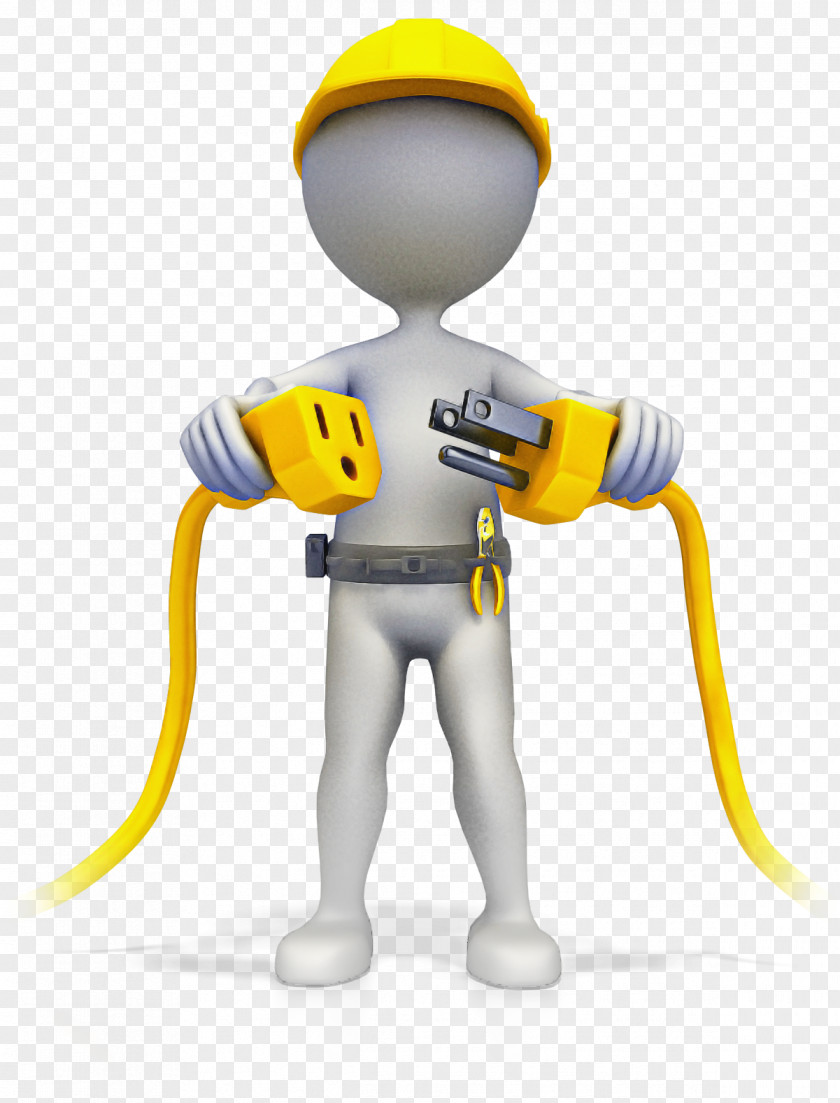 Cartoon Construction Worker Figurine Animation Electrician PNG