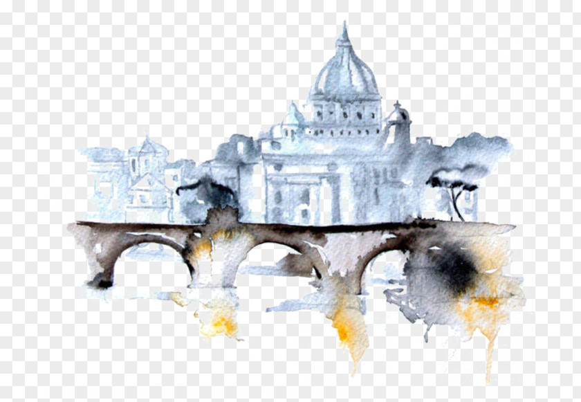 Drawing-hole Bridge Baita Paris Watercolor Painting Drawing Cityscape PNG